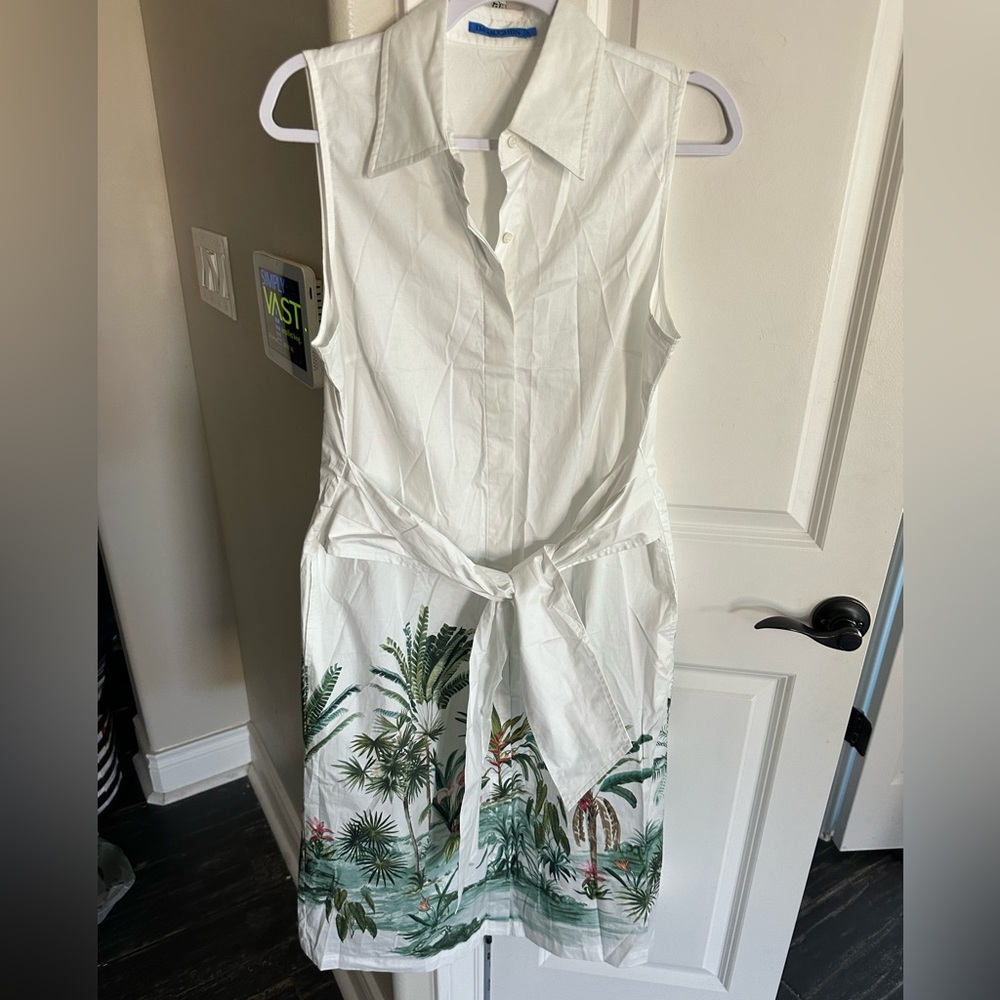 J. McLaughlin White and Green Tropical Dress - Picture 1 of 5